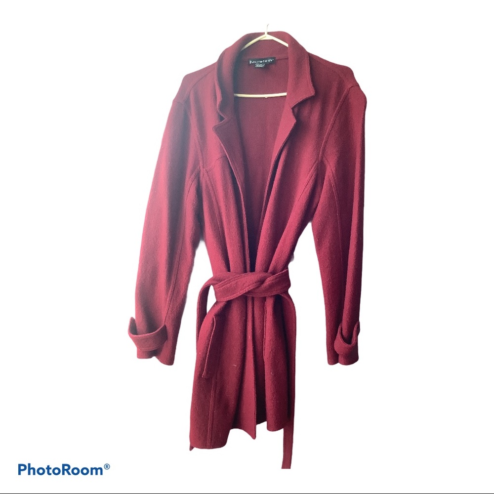 100%wool deep red sweater coat